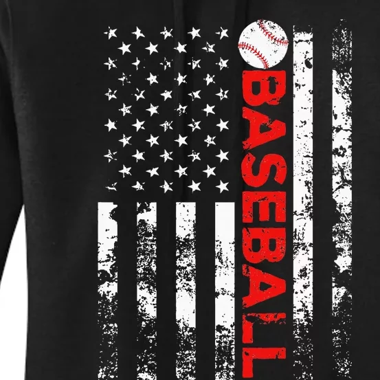 American Flag Baseball Team Gift Women's Pullover Hoodie