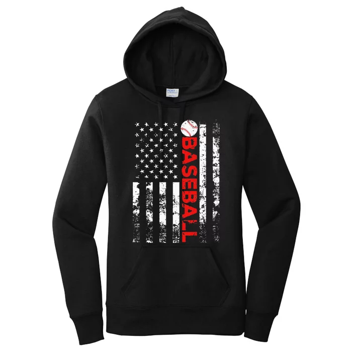 American Flag Baseball Team Gift Women's Pullover Hoodie