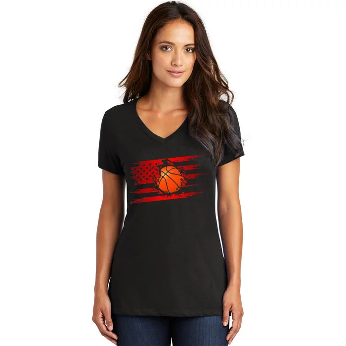 American Flag Basketball Apparel Basketball Women's V-Neck T-Shirt