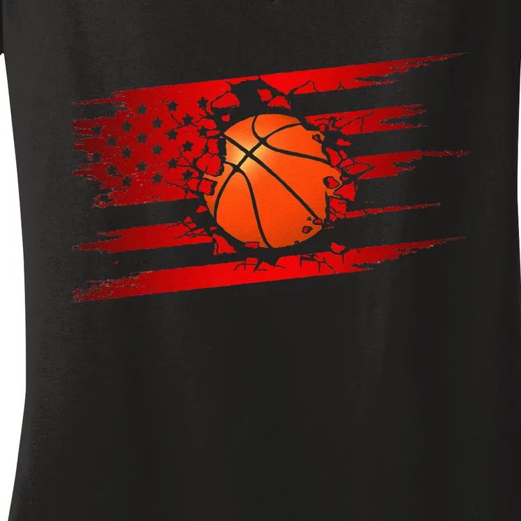 American Flag Basketball Apparel Basketball Women's V-Neck T-Shirt