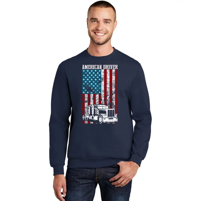 American Flag Big Rig Semitrailer Truck Driver Gift Sweatshirt