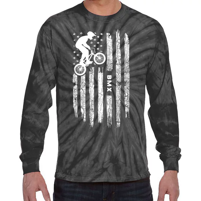 American Flag BMX Clothing BMX Rider Vintage BMX Tie-Dye Long Sleeve Shirt