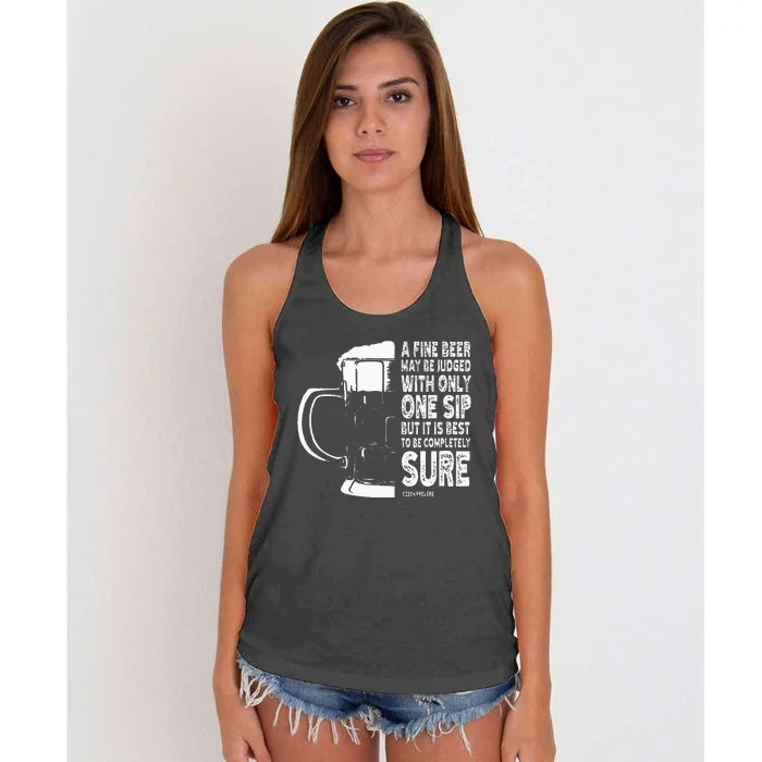 A Fine Beer May Be Judged With Only One Sip Women's Knotted Racerback Tank