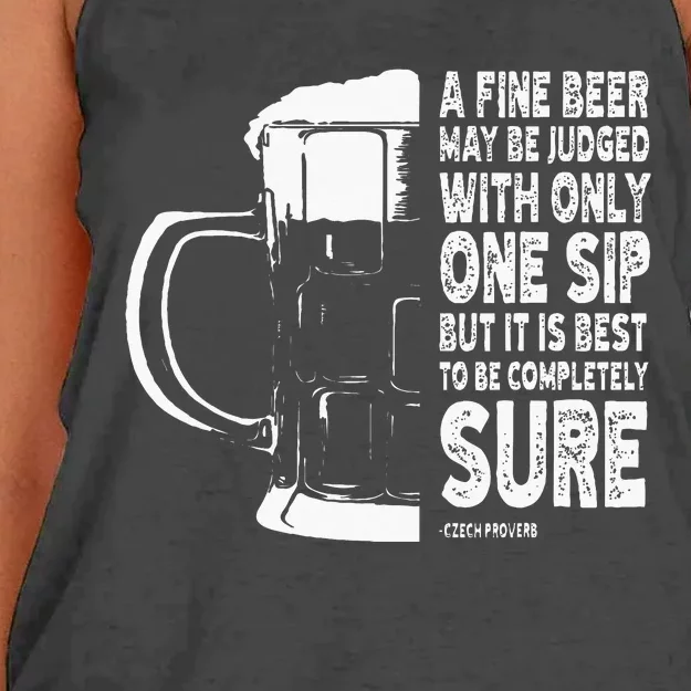 A Fine Beer May Be Judged With Only One Sip Women's Knotted Racerback Tank