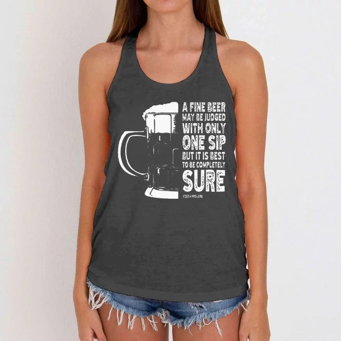 A Fine Beer May Be Judged With Only One Sip Women's Knotted Racerback Tank