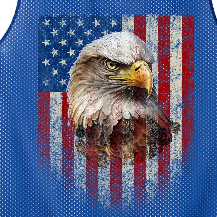 American Flag Bald Eagle Patriotic Red White Blue Mesh Reversible Basketball Jersey Tank