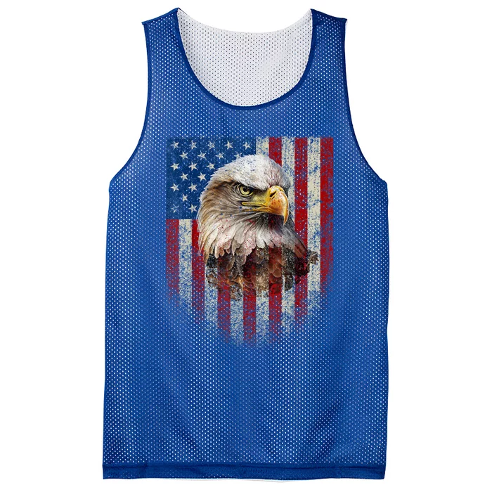 American Flag Bald Eagle Patriotic Red White Blue Mesh Reversible Basketball Jersey Tank