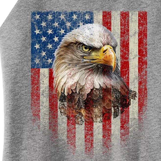 American Flag Bald Eagle Patriotic Red White Blue Women’s Perfect Tri Rocker Tank