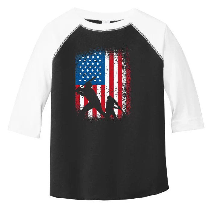 American flag baseball design USA flag baseball Toddler Fine Jersey T-Shirt