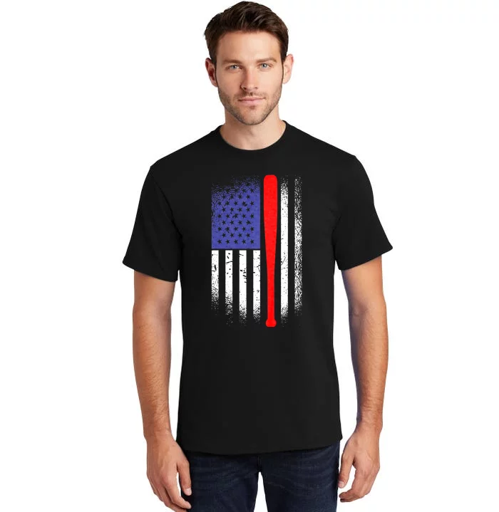 American Flag Baseball 4th Of July Patriotic Memorial Day Tall T-Shirt