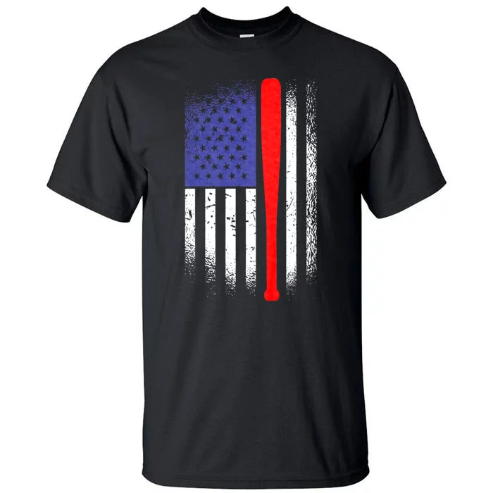 American Flag Baseball 4th Of July Patriotic Memorial Day Tall T-Shirt