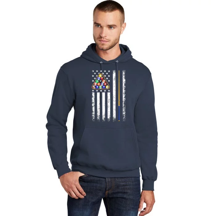 American Flag Billiard Vintage Pool Player Tall Hoodie