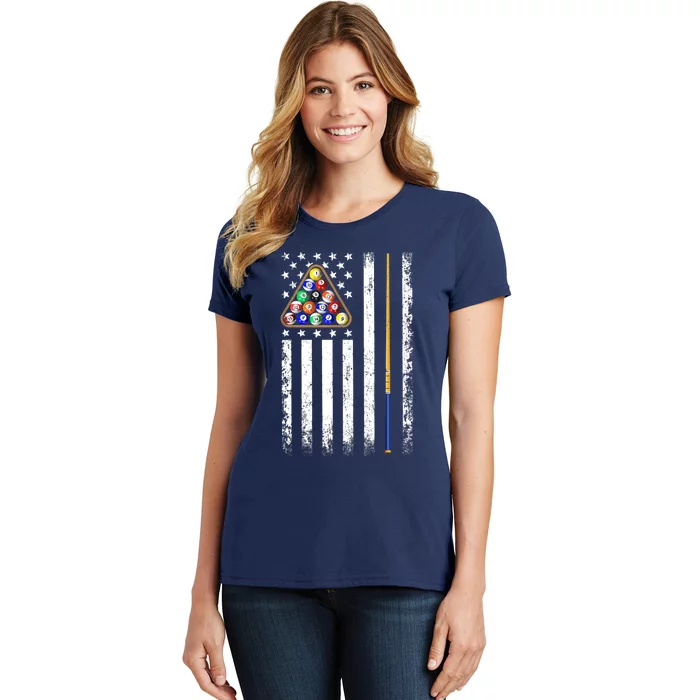 American Flag Billiard Vintage Pool Player Women's T-Shirt