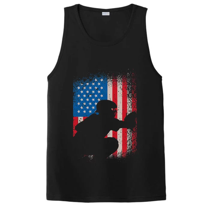 American flag baseball catcher design USA flag baseball Performance Tank