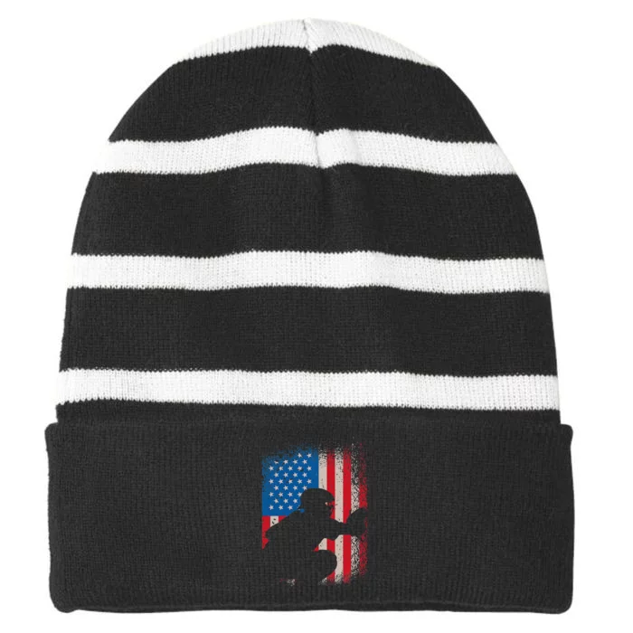 American flag baseball catcher design USA flag baseball Striped Beanie with Solid Band