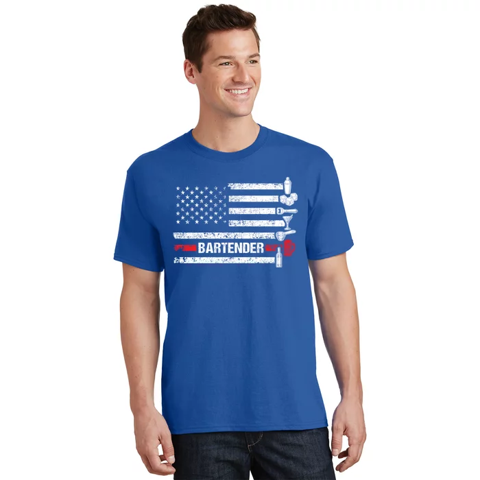 American Flag Bartending Bar Working Bartender Gift T-Shirt