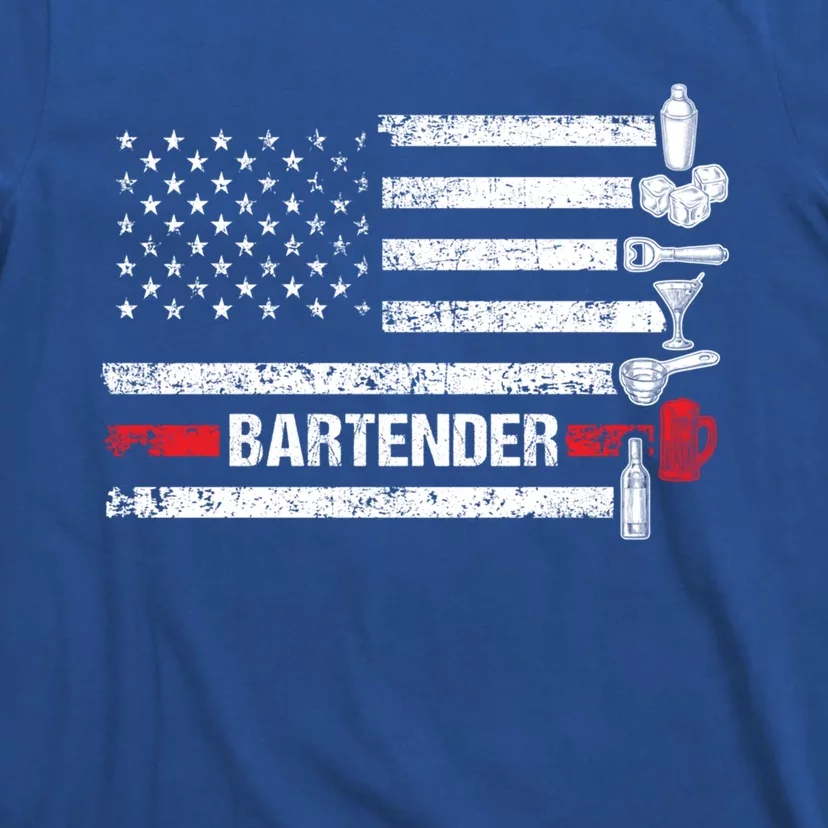 American Flag Bartending Bar Working Bartender Gift T-Shirt