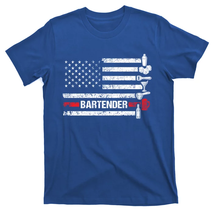 American Flag Bartending Bar Working Bartender Gift T-Shirt