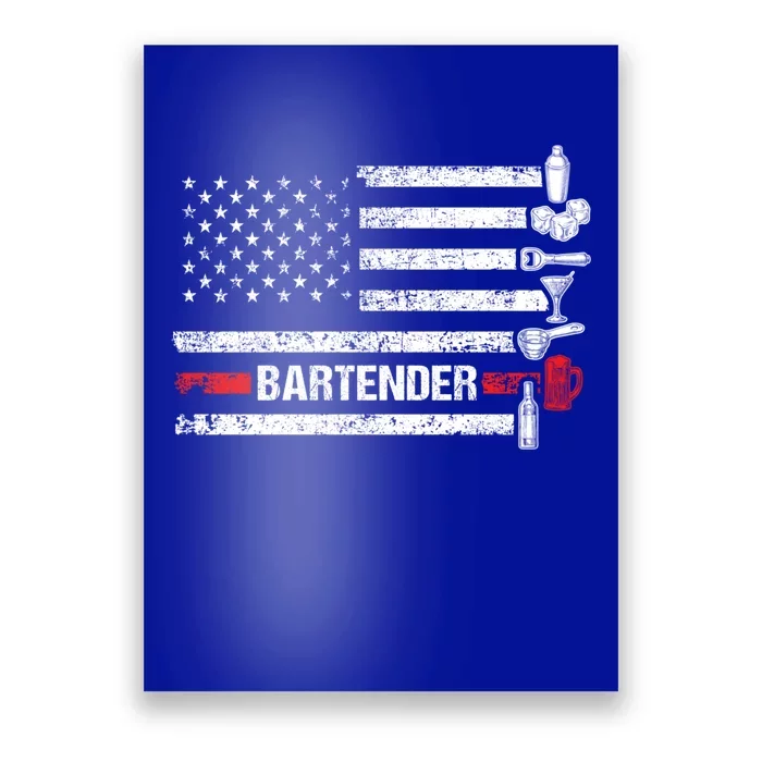 American Flag Bartending Bar Working Bartender Gift Poster