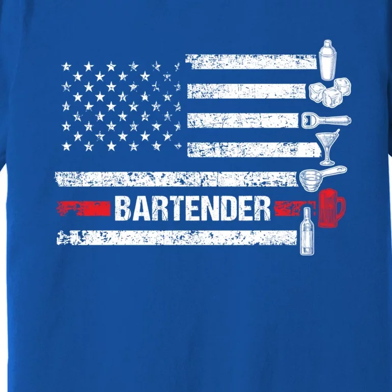 American Flag Bartending Bar Working Bartender Gift Premium T-Shirt