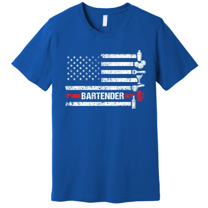 American Flag Bartending Bar Working Bartender Gift Premium T-Shirt