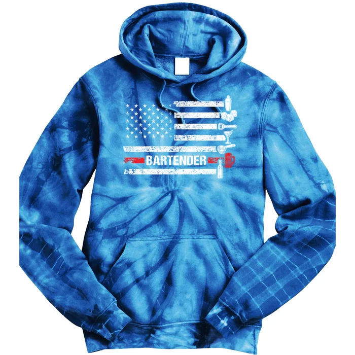 American Flag Bartending Bar Working Bartender Gift Tie Dye Hoodie