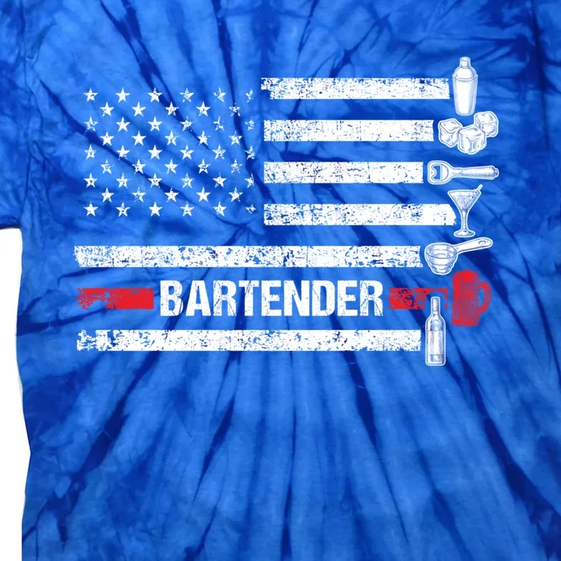 American Flag Bartending Bar Working Bartender Gift Tie-Dye T-Shirt