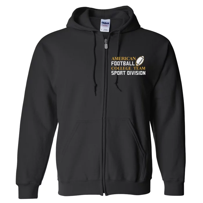 American Football College Team Sport Division Full Zip Hoodie