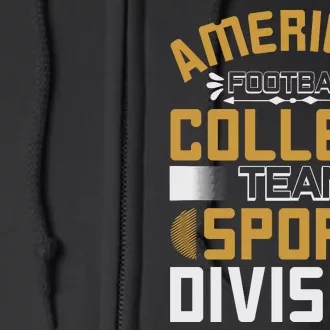 American Football College Team Sport Division Full Zip Hoodie