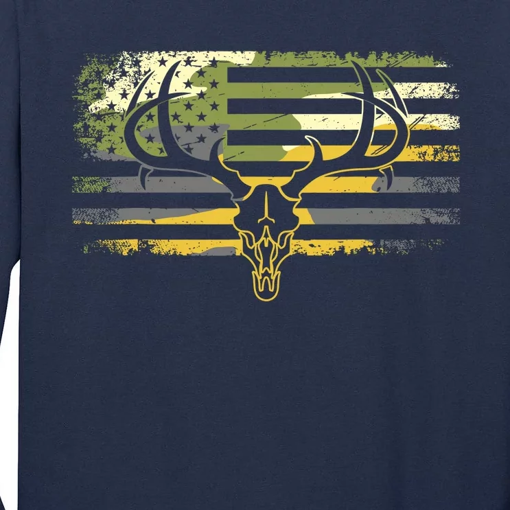 American Flag Camouflage Outdoor Antlers Deer Tall Long Sleeve T-Shirt