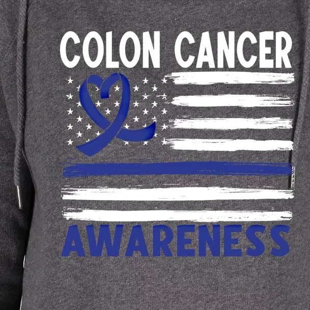 American Flag Colon Cancer Awareness Great Gift Womens Funnel Neck Pullover Hood