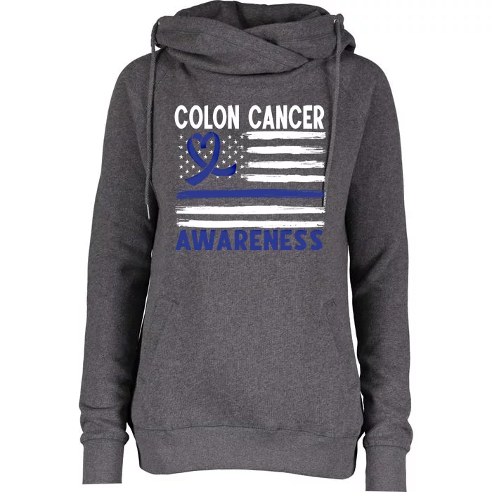 American Flag Colon Cancer Awareness Great Gift Womens Funnel Neck Pullover Hood