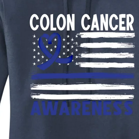 American Flag Colon Cancer Awareness Great Gift Women's Pullover Hoodie