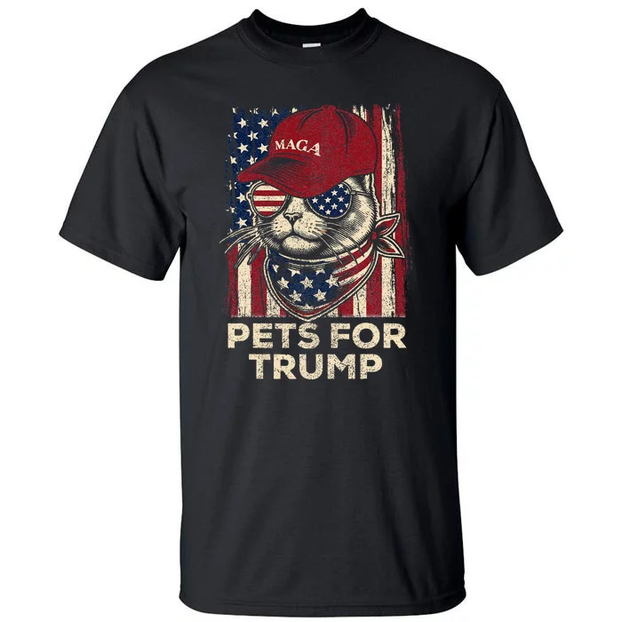 American Flag Cat Lives Matter Trump 2024 Maga Trump Cats Tall T-Shirt