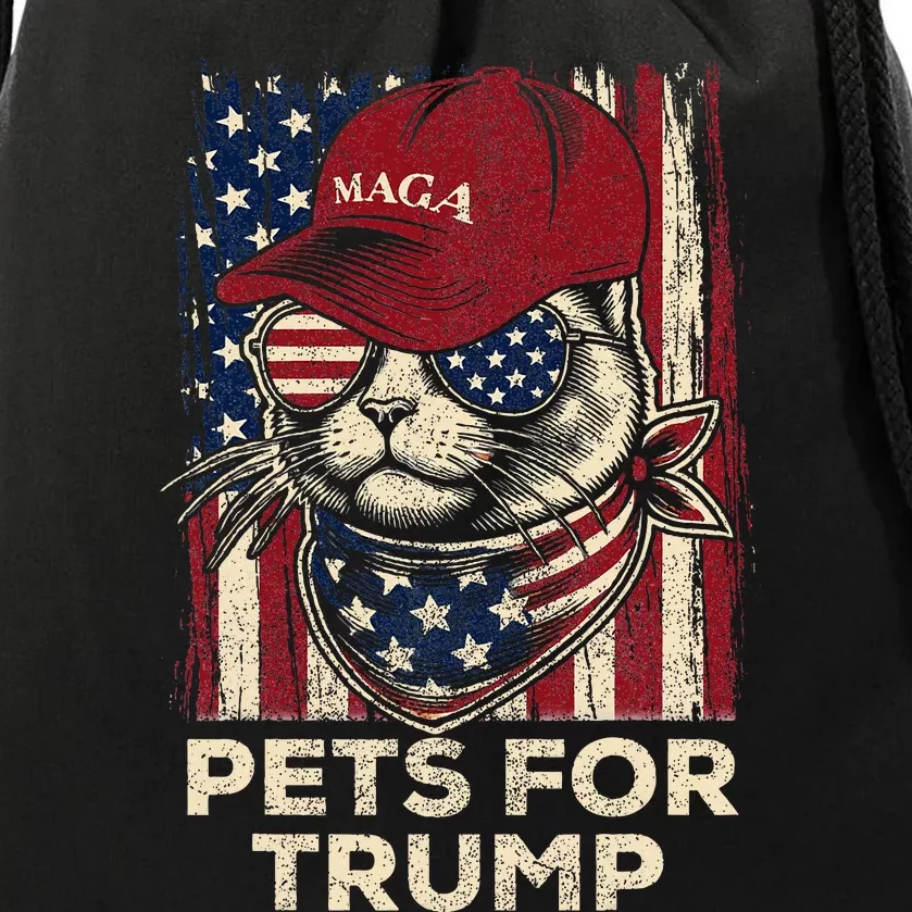 American Flag Cat Lives Matter Trump 2024 Maga Trump Cats Drawstring Bag