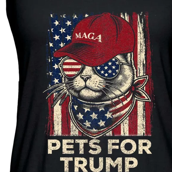 American Flag Cat Lives Matter Trump 2024 Maga Trump Cats Ladies Essential Flowy Tank