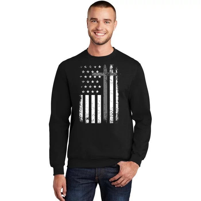 American Flag Cross Tall Sweatshirt