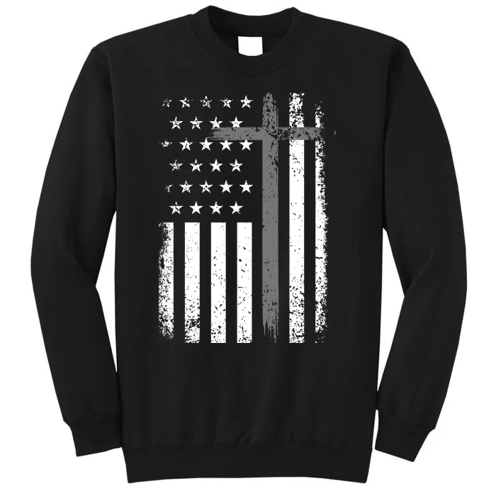 American Flag Cross Tall Sweatshirt