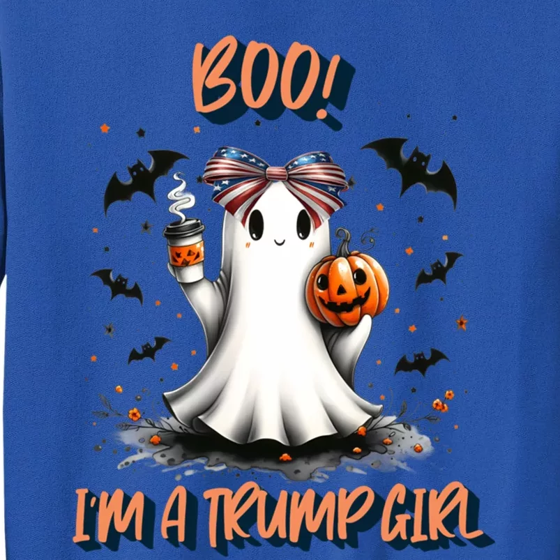 American Flag Coquette Boo! IM A Trump Ghost Costume Cool Gift Tall Sweatshirt