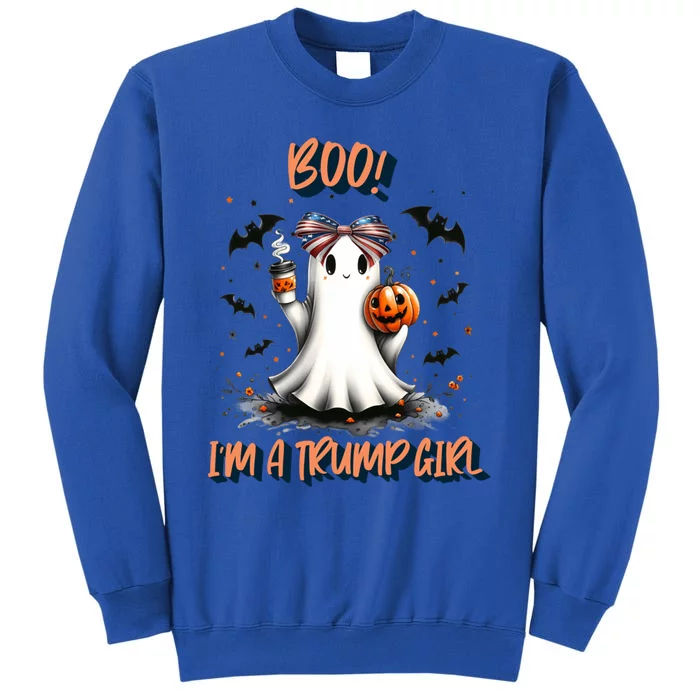 American Flag Coquette Boo! IM A Trump Ghost Costume Cool Gift Tall Sweatshirt