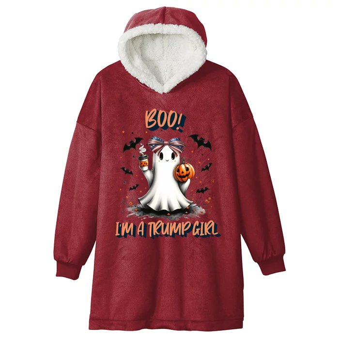 American Flag Coquette Boo! IM A Trump Ghost Costume Cool Gift Hooded Wearable Blanket