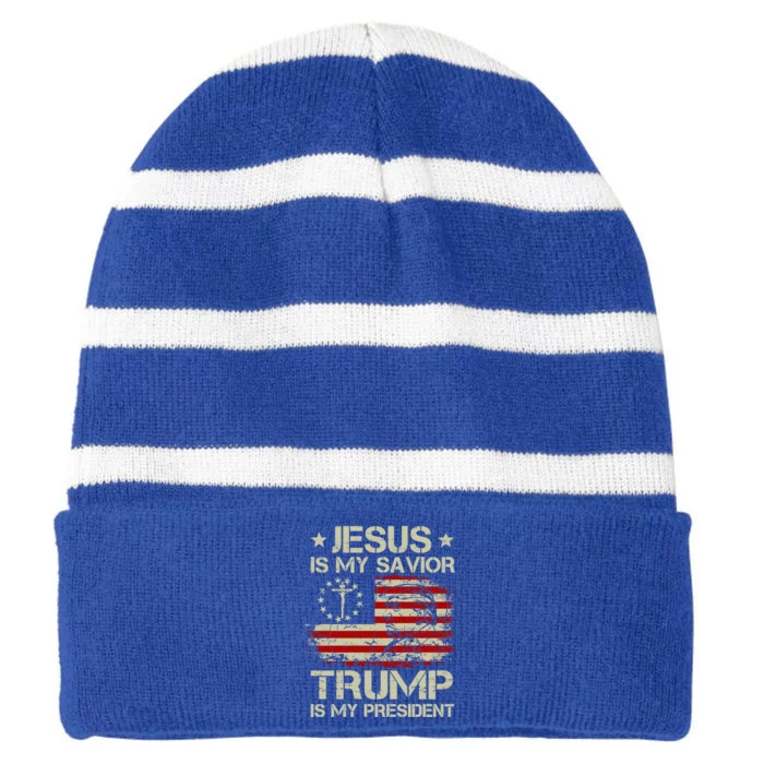 American Flag Cool Gift Striped Beanie with Solid Band