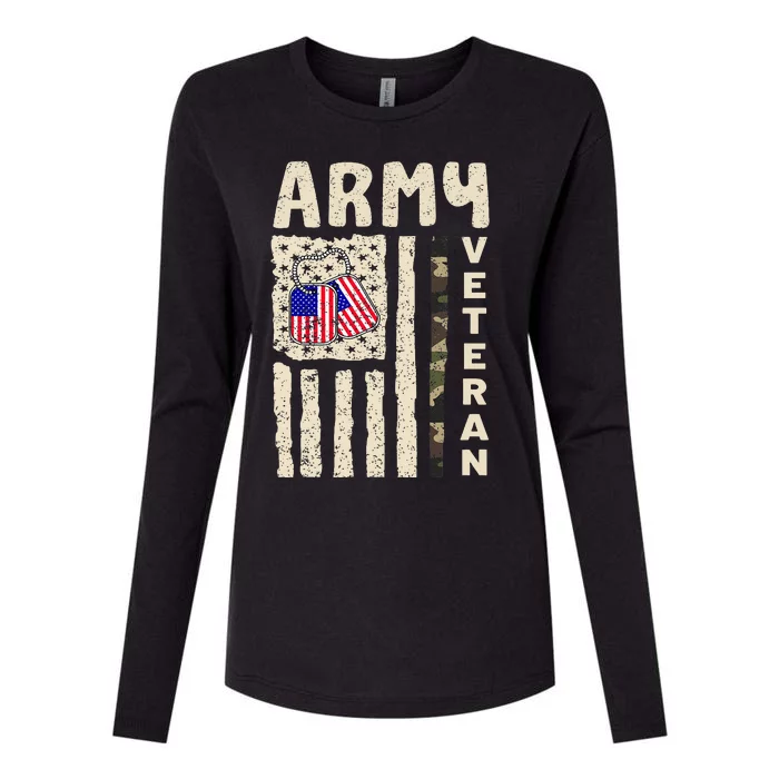 American Flag Camo Proud Veteran Of Veterans Day Womens Cotton Relaxed Long Sleeve T-Shirt