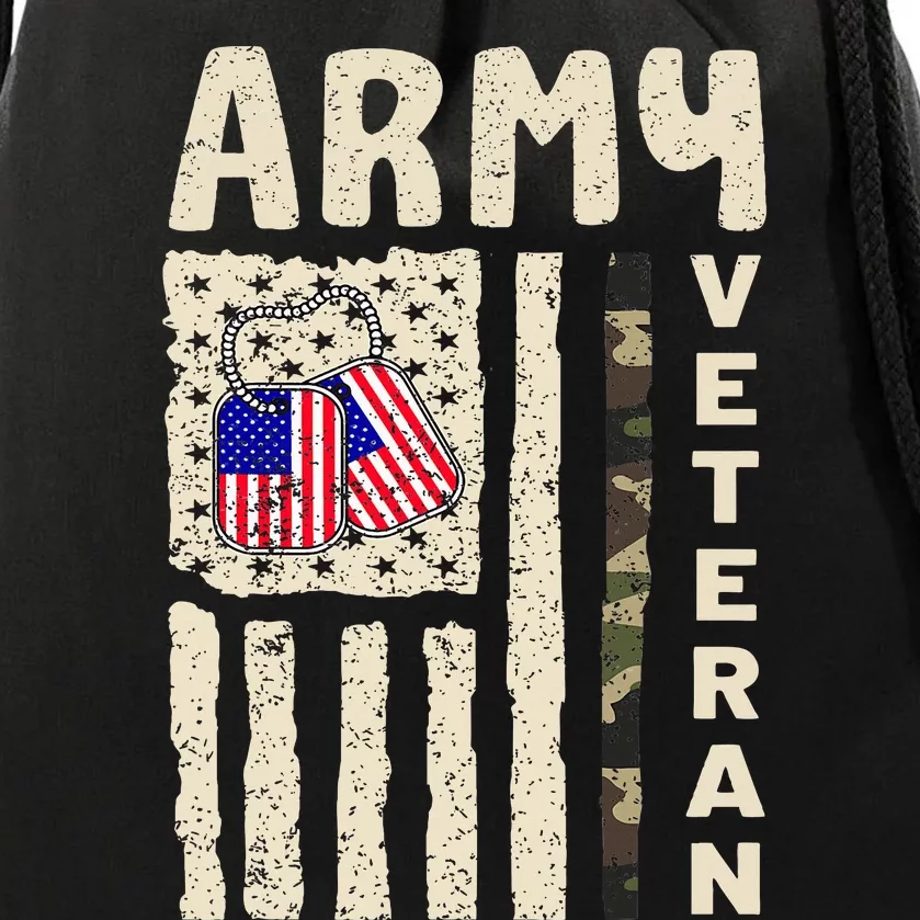 American Flag Camo Proud Veteran Of Veterans Day Drawstring Bag