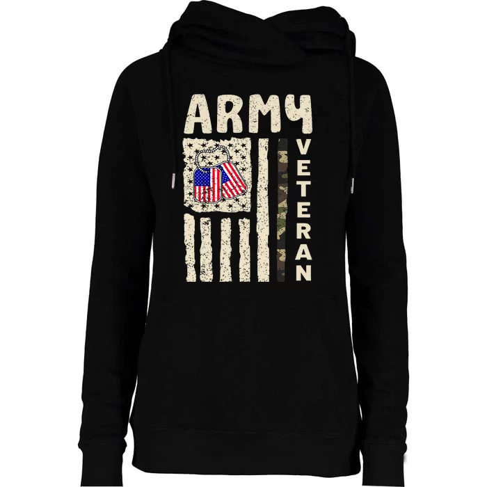 American Flag Camo Proud Veteran Of Veterans Day Womens Funnel Neck Pullover Hood