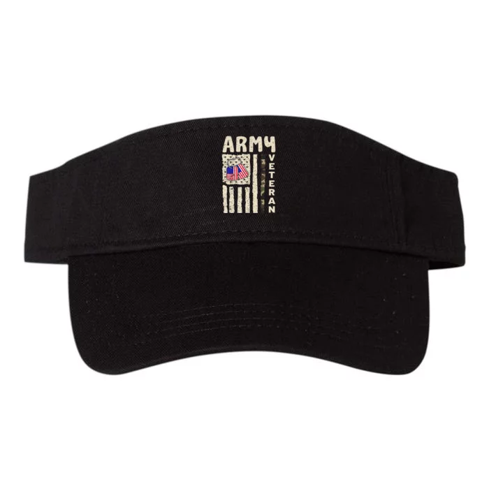 American Flag Camo Proud Veteran Of Veterans Day Valucap Bio-Washed Visor