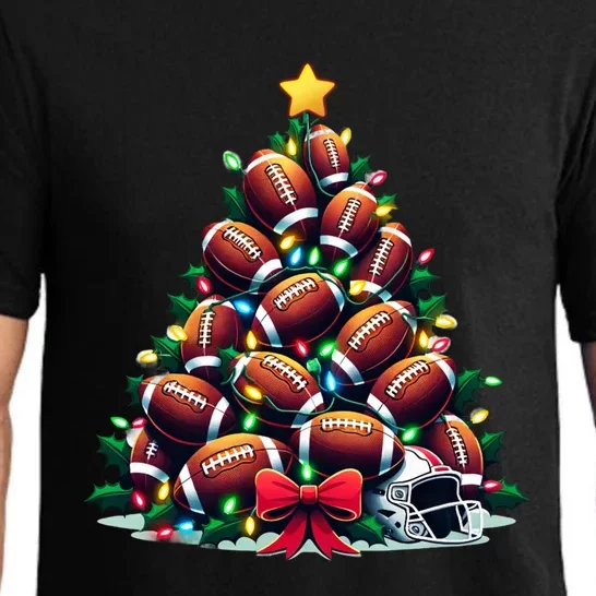 American Football Christmas Tree Lights Xmas Football Player Gift Pajama Set