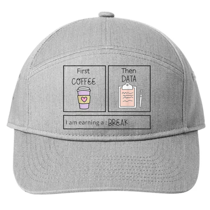 ABA First Coffee Then Data Funny Coffee 7-Panel Snapback Hat