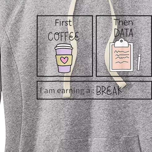 ABA First Coffee Then Data Funny Coffee Women's Fleece Hoodie