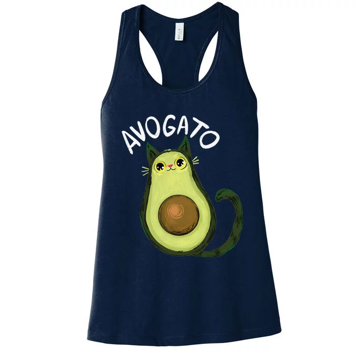 Avogato Funny Cat Avocado Cinco De Mayo Cat Lady Cat Lover Women's Racerback Tank